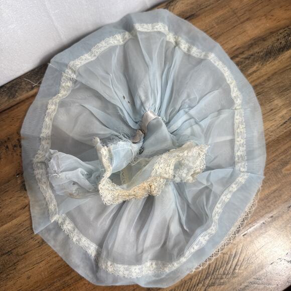 Vintage Shirley Temple Doll Dress Pastel Blue White Lace Circle Skirt Ideal Toy - Picture 2 of 10